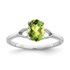 14k White Gold 7x5mm Oval Peridot Ring