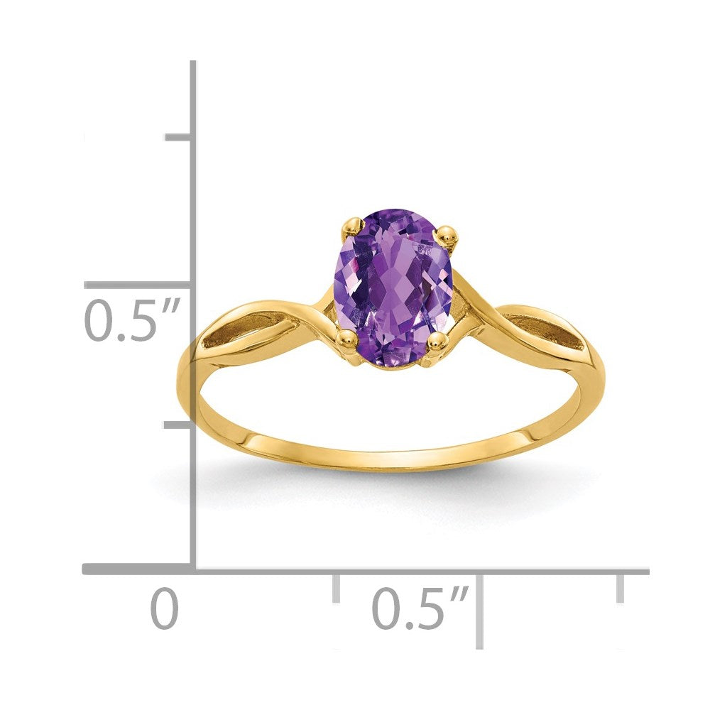 14k 7x5mm Oval Amethyst Twist Ring