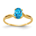14k 7x5mm Oval Blue Topaz Twist Ring