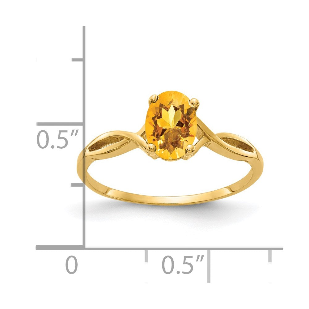 14k 7x5mm Oval Citrine Twist Ring