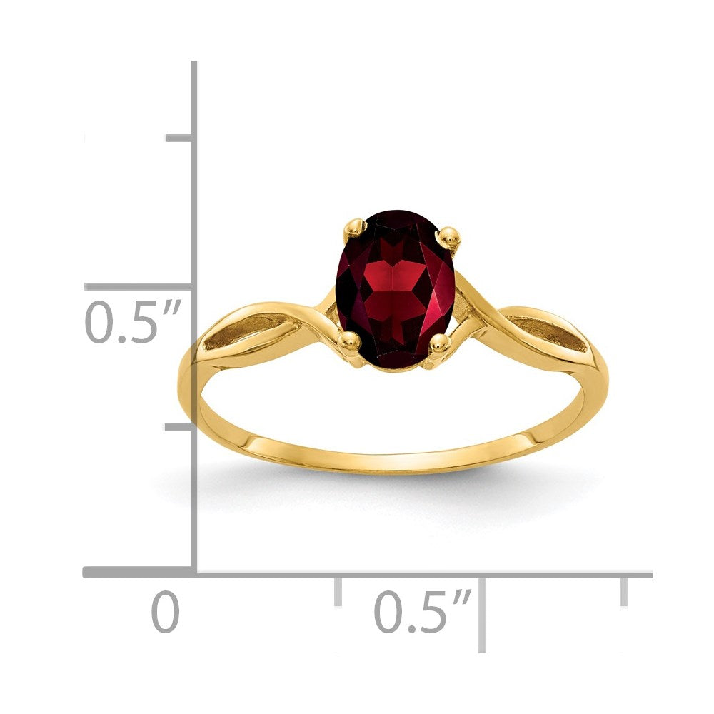 14k 7x5mm Oval Garnet Twist Ring