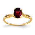 14k 7x5mm Oval Garnet Twist Ring