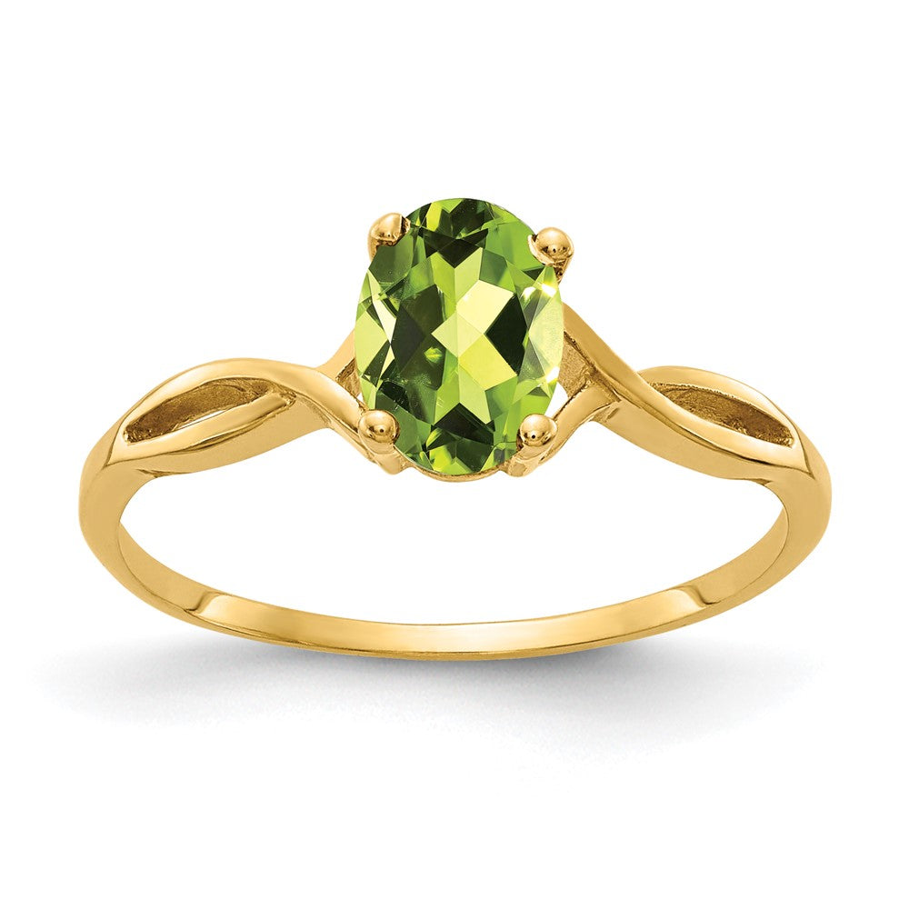 14k 7x5mm Oval Peridot Twist Ring