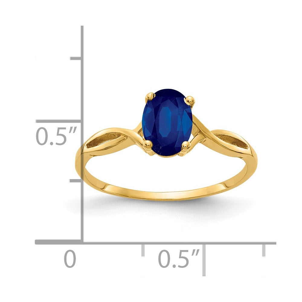 14k 7x5mm Oval Blue Sapphire Ring