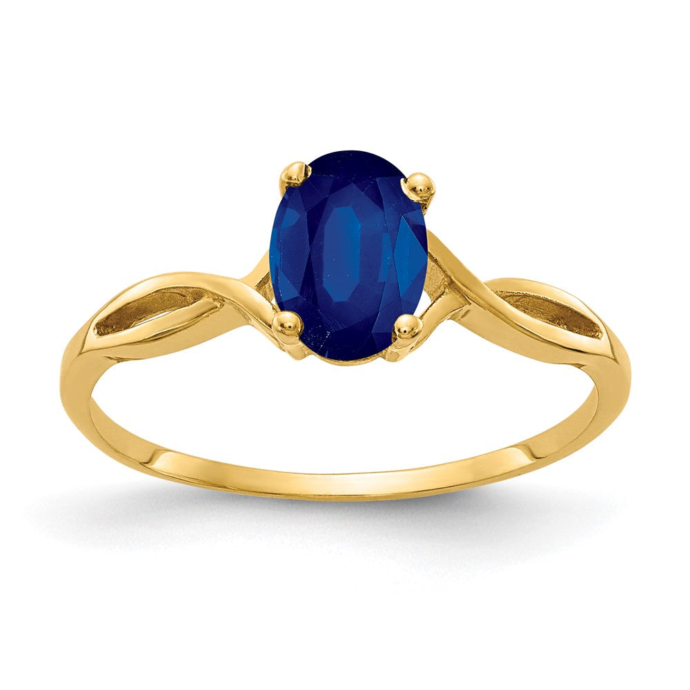 14k 7x5mm Oval Blue Sapphire Ring