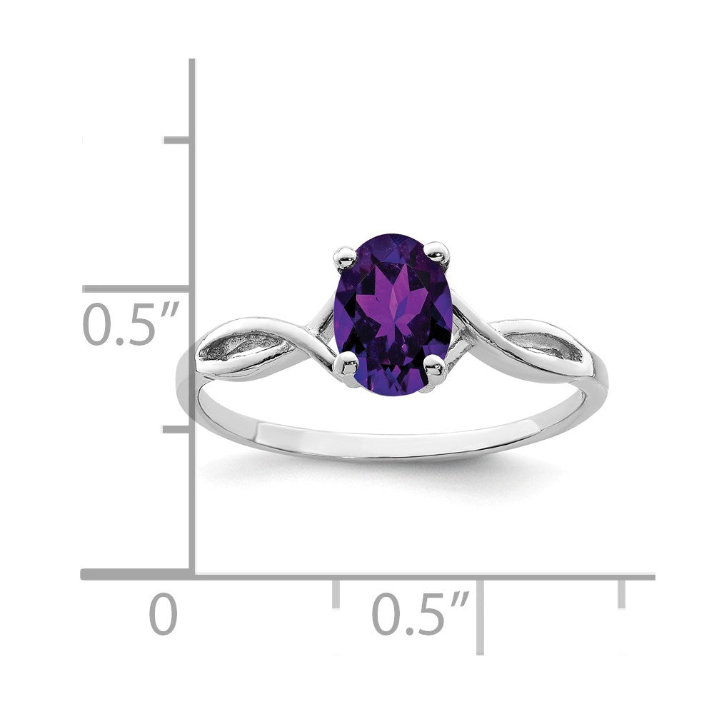 14k White Gold 7x5mm Oval Amethyst Twist Ring