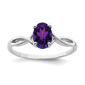 14k White Gold 7x5mm Oval Amethyst Twist Ring