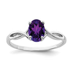 14k White Gold 7x5mm Oval Amethyst Twist Ring