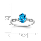 14k White Gold 7x5mm Oval Blue Topaz Twist Ring