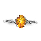 14k White Gold 7x5mm Oval Citrine Twist Ring