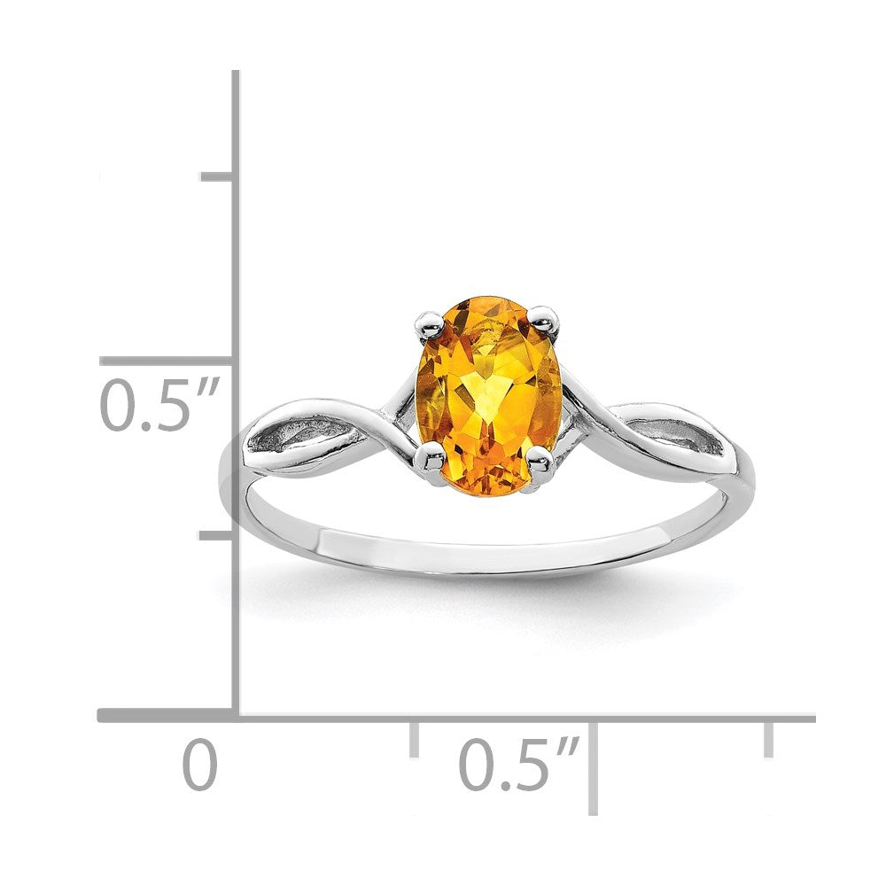 14k White Gold 7x5mm Oval Citrine Twist Ring