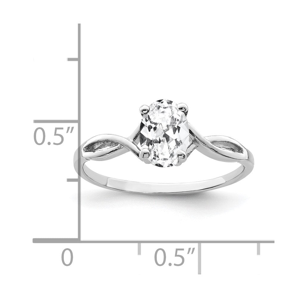 14k White Gold 7x5mm Oval Cubic Zirconia Twist Ring