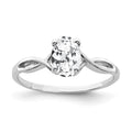 14k White Gold 7x5mm Oval Cubic Zirconia Twist Ring