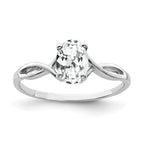 14k White Gold 7x5mm Oval Cubic Zirconia Twist Ring