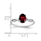 14k White Gold 7x5mm Oval Garnet Twist Ring