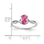 14k White Gold 7x5mm Oval Pink Tourmaline Twist Ring