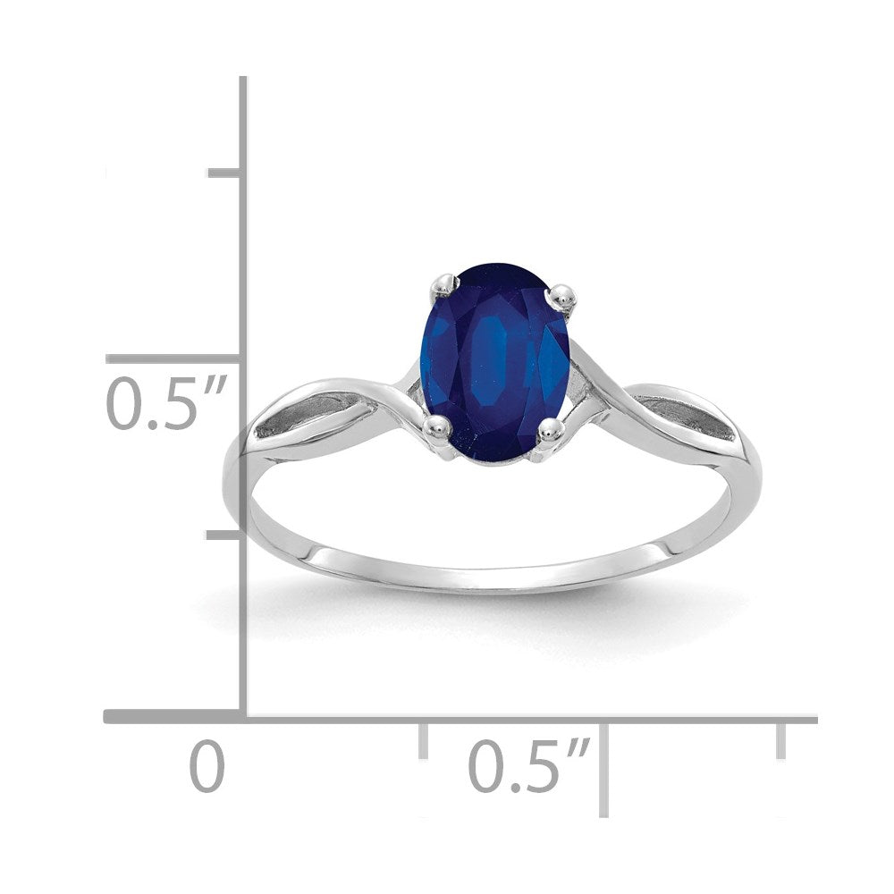 14k White Gold 7x5mm Oval Blue Sapphire Ring