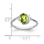 14k White Gold 7x5mm Oval Peridot and AA Diamond Ring