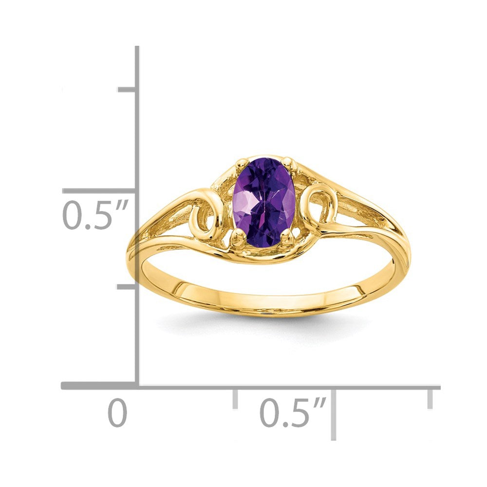 14k 6x4mm Oval Amethyst Ring