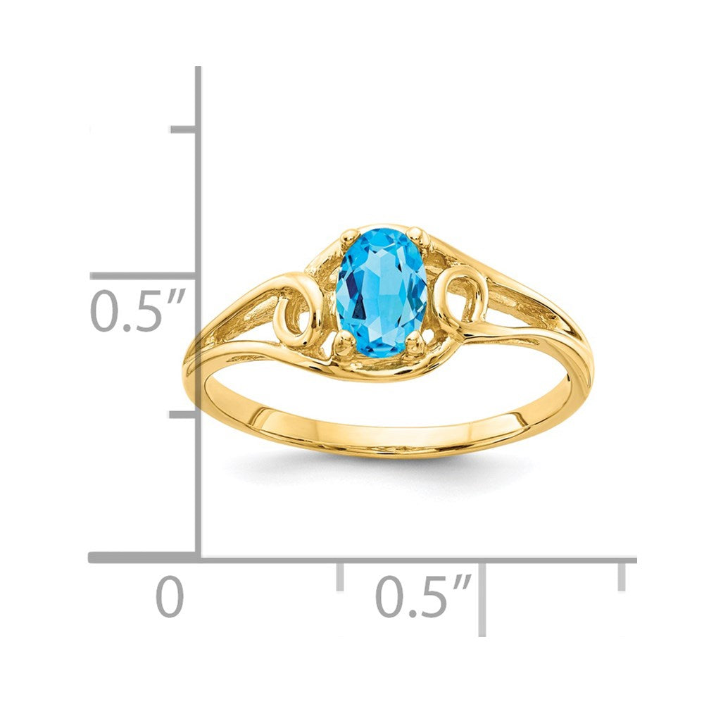 14k 6x4mm Oval Blue Topaz Ring