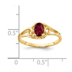 14k 6x4mm Oval Lab-Created Ruby Ring