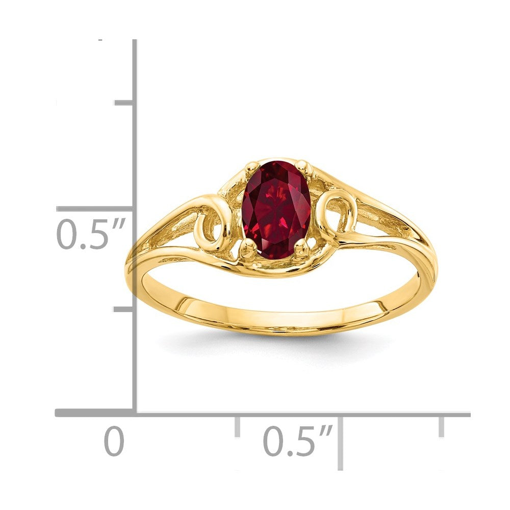 14k 6x4mm Oval Lab-Created Ruby Ring