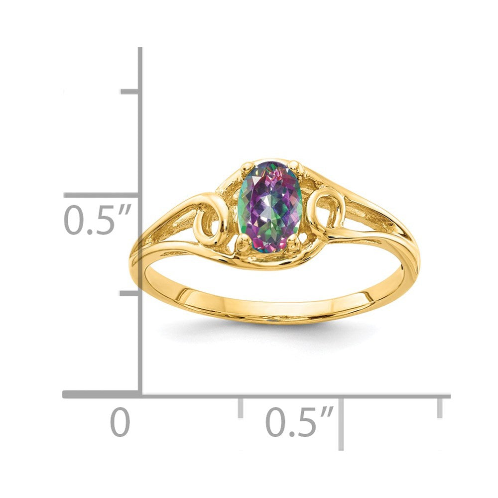 14k 6x4mm Oval Mystic Fire Topaz Ring