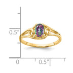 14k 6x4mm Oval Mystic Fire Topaz Ring
