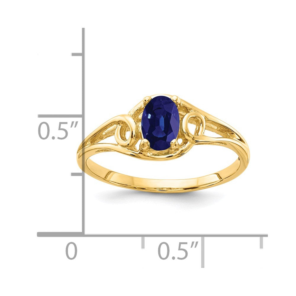 14k 6x4mm Oval Blue Sapphire Ring