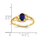 14k 6x4mm Oval Blue Sapphire Ring