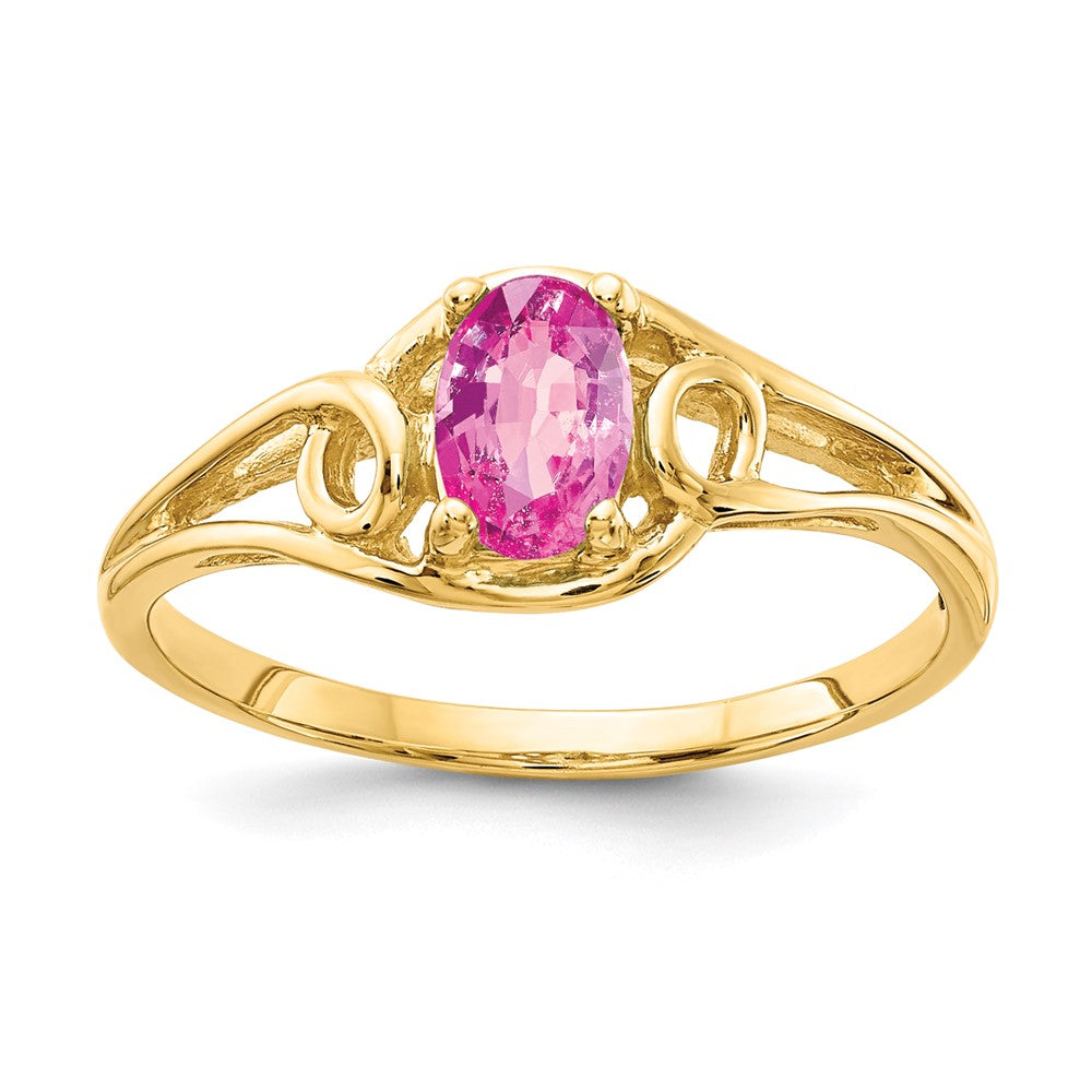 14k 6x4mm Oval Pink Sapphire Ring