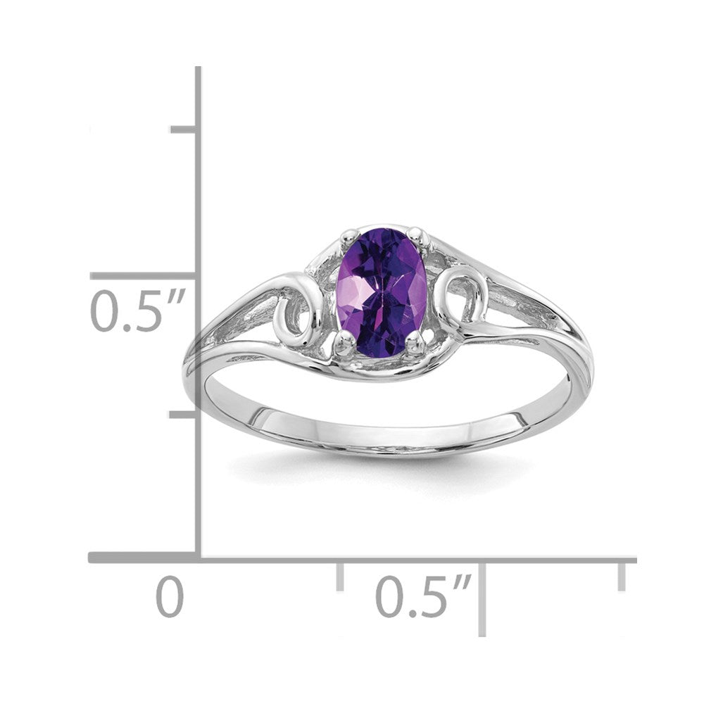 14k White Gold 6x4mm Oval Amethyst Ring