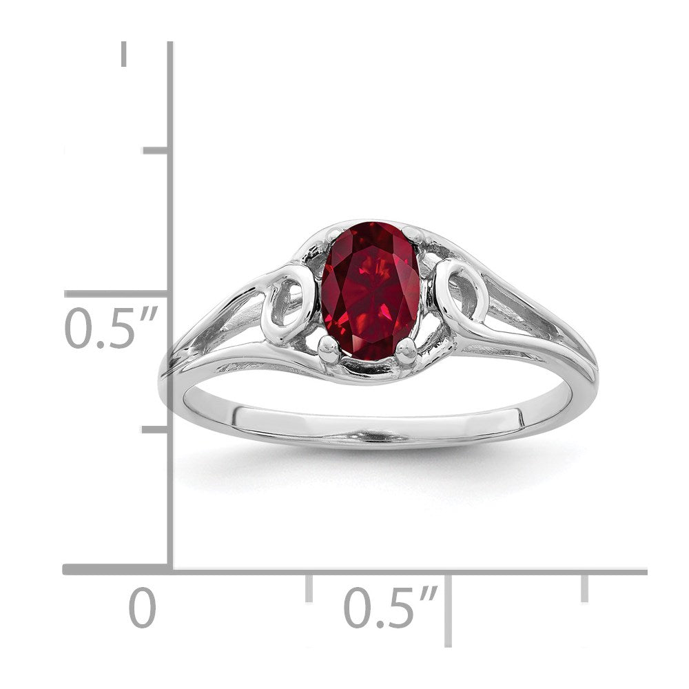 14k White Gold 6x4mm Oval Lab-Created Ruby Ring