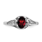 14k White Gold 6x4mm Oval Garnet Ring