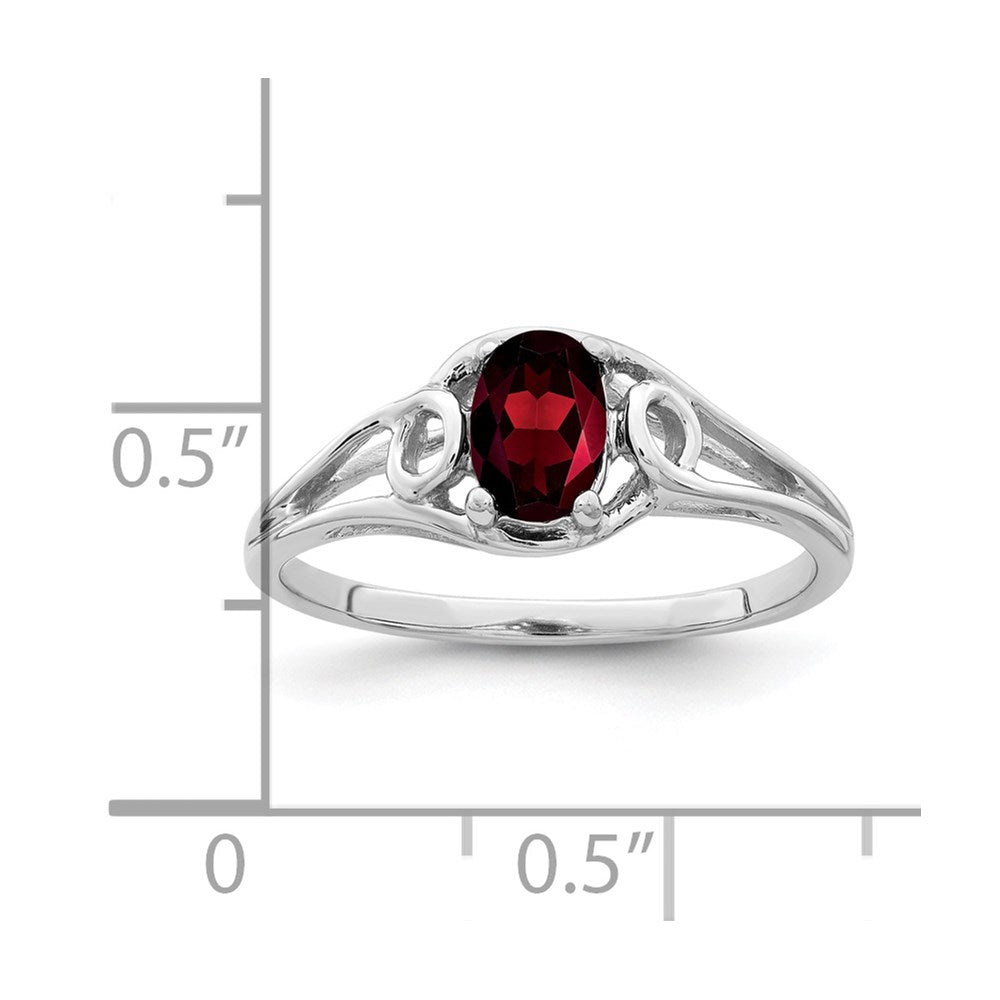 14k White Gold 6x4mm Oval Garnet Ring