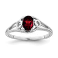 14k White Gold 6x4mm Oval Garnet Ring