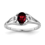 14k White Gold 6x4mm Oval Garnet Ring