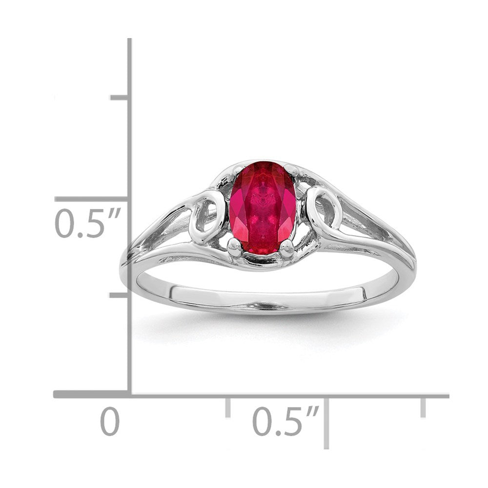14k White Gold 7x5mm Oval Ruby Ring