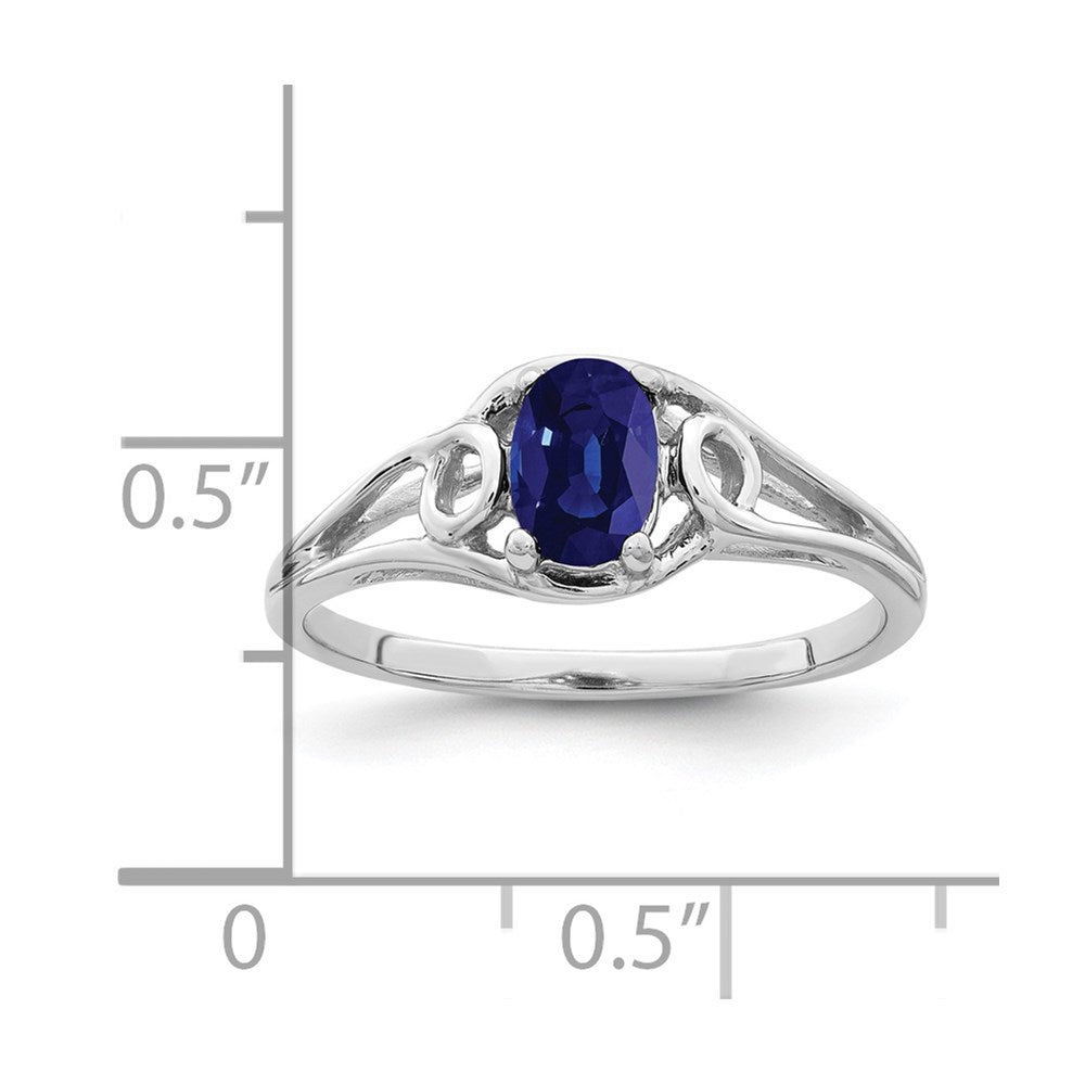 14k White Gold 7x5mm Oval Blue Sapphire Ring