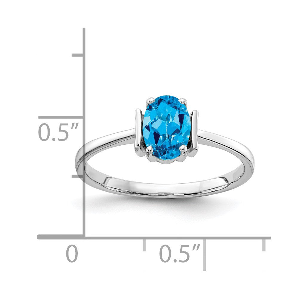 14k White Gold 7x5mm Oval Blue Topaz Ring