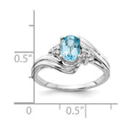 14k White Gold 7x5mm Oval Blue Topaz and 1/15 carat AA Diamond Ring