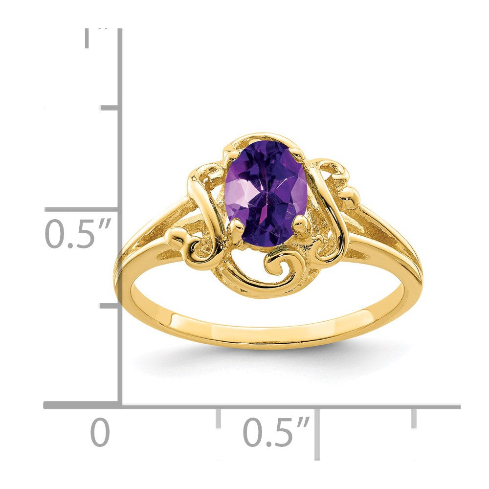 14k 7x5mm Oval Amethyst Ring