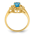 14k 7x5mm Oval Blue Topaz Ring