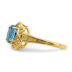 14k 7x5mm Oval Blue Topaz Ring