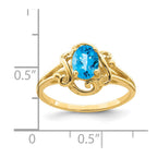 14k 7x5mm Oval Blue Topaz Ring