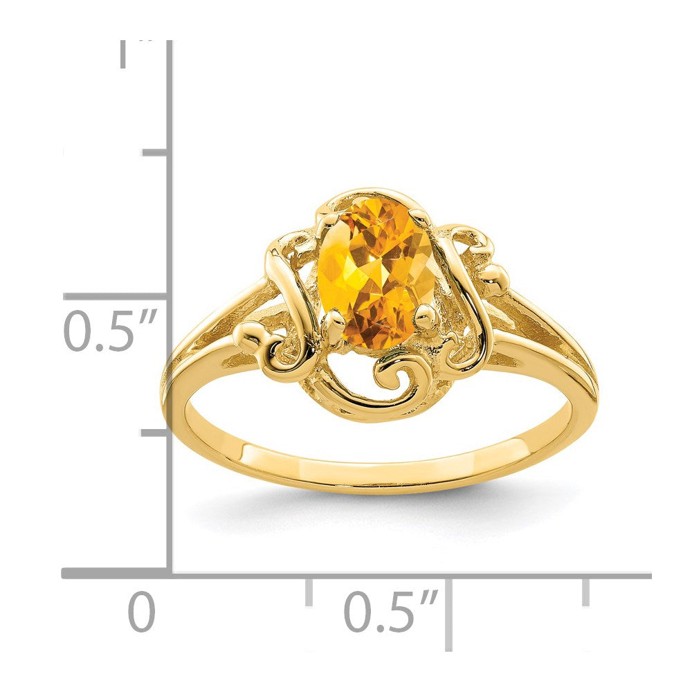 14k 7x5mm Oval Citrine Ring