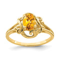 14k 7x5mm Oval Citrine Ring