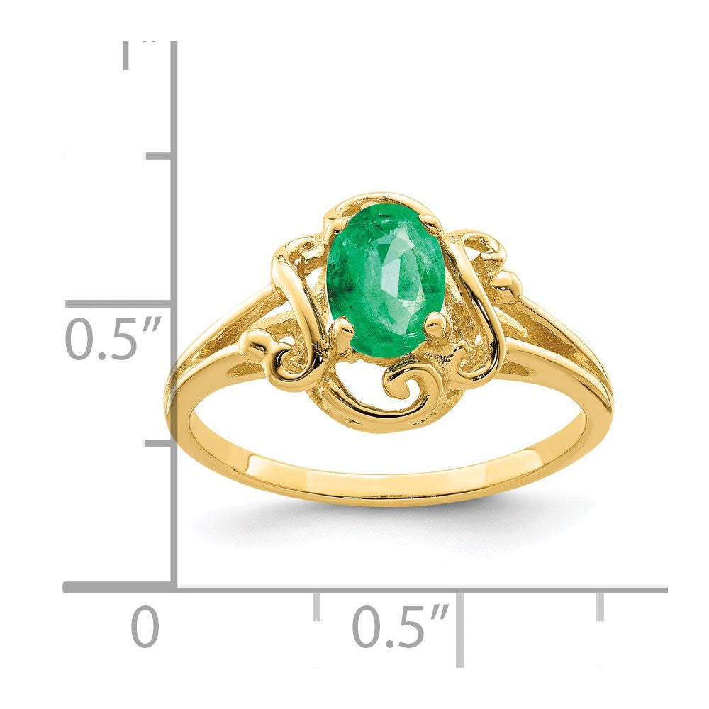 14k 7x5mm Oval Emerald Ring