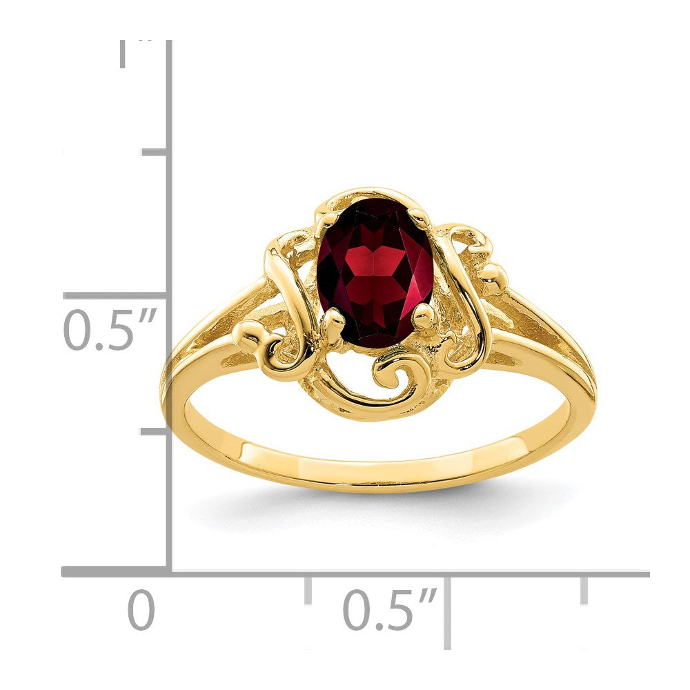 14k 7x5mm Oval Garnet Ring