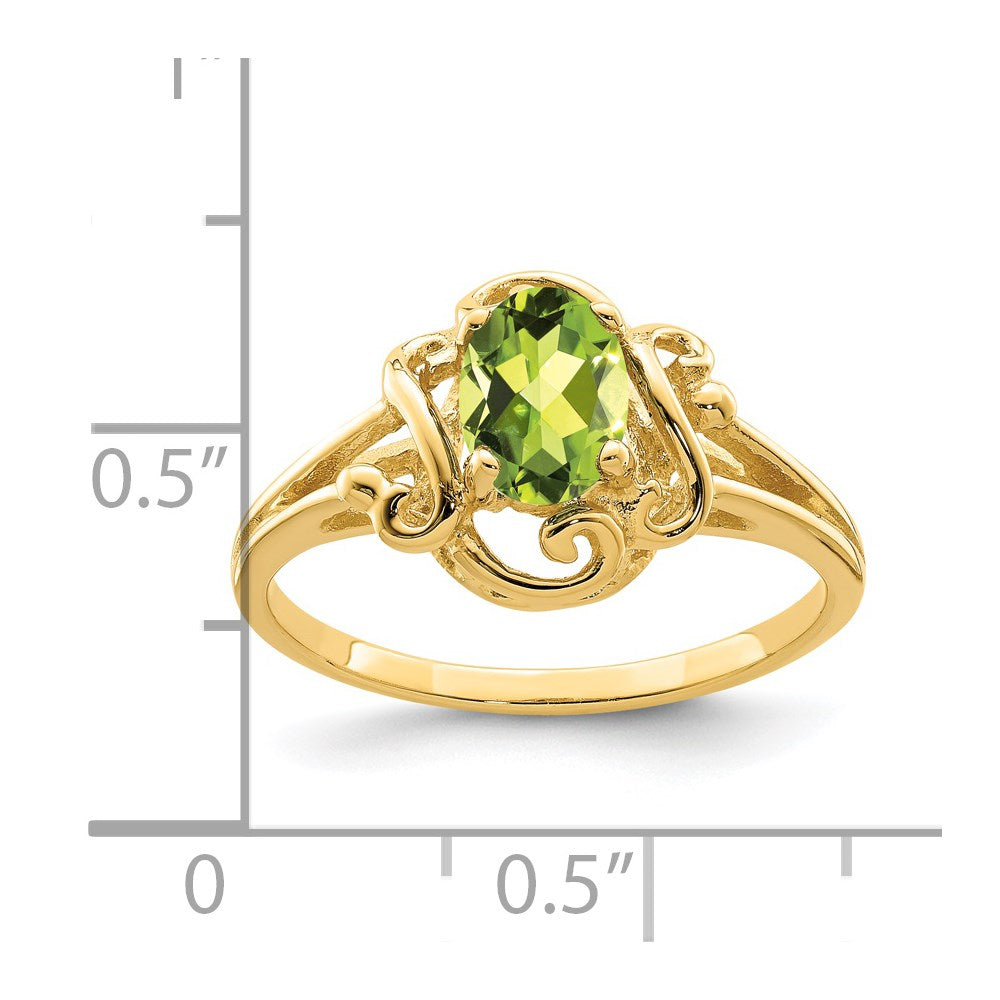 14k 7x5mm Oval Peridot Ring